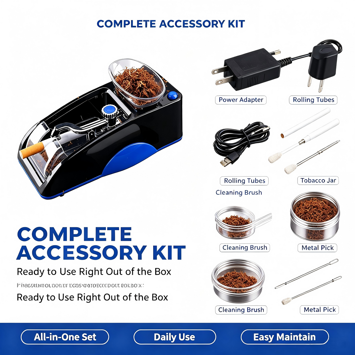 Electric Tamping Machine , 8.0mm/6.5mm Cigarette Accessories with Accessories For Men's Gift