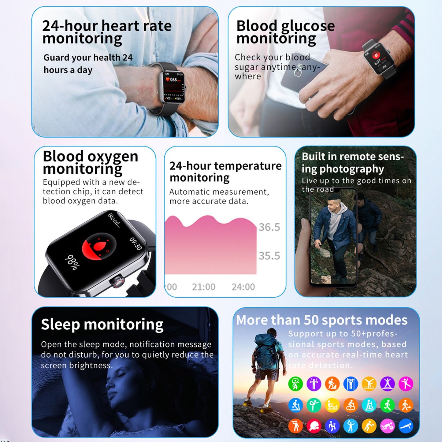 Reloj Para Medir La Glucosa De DiabéTicos ， Heart Rate Sleep Smart Watch Blood Pressure for Women