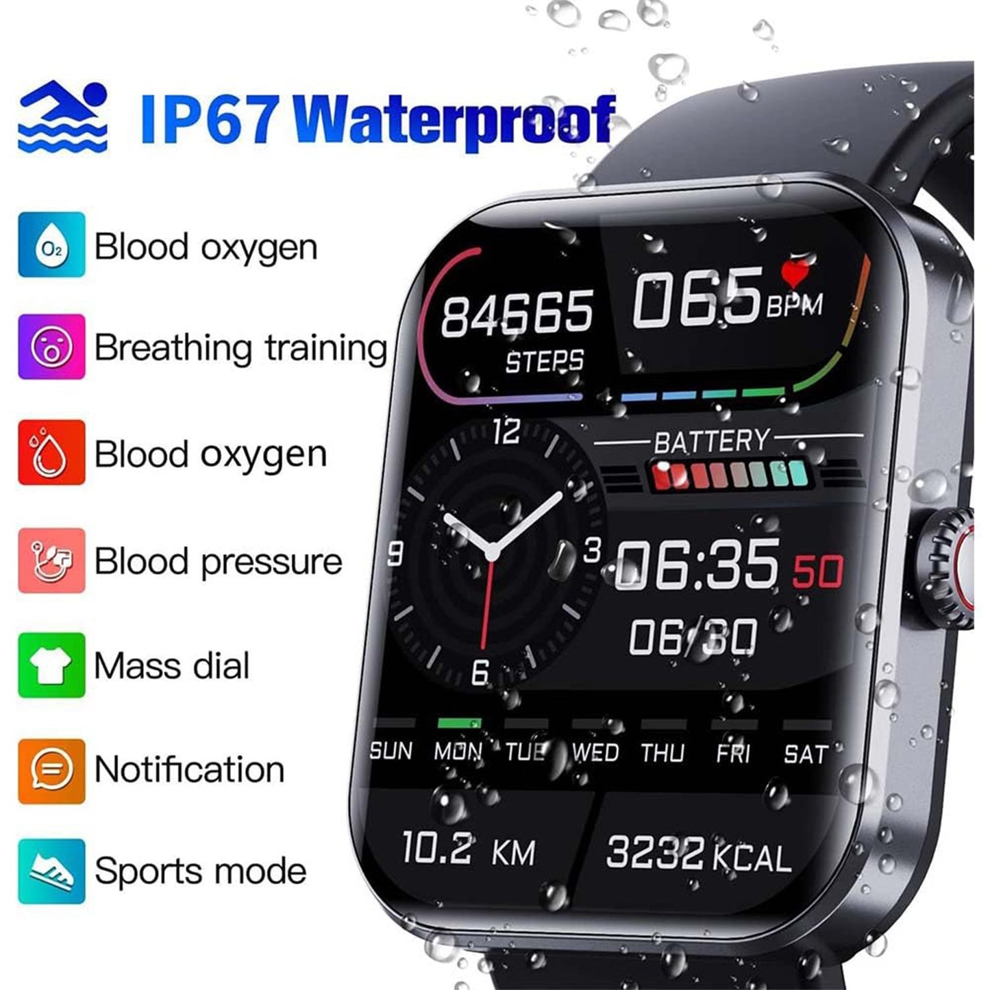 Reloj Para Medir La Glucosa De DiabéTicos ， Heart Rate Sleep Smart Watch Blood Pressure for Women
