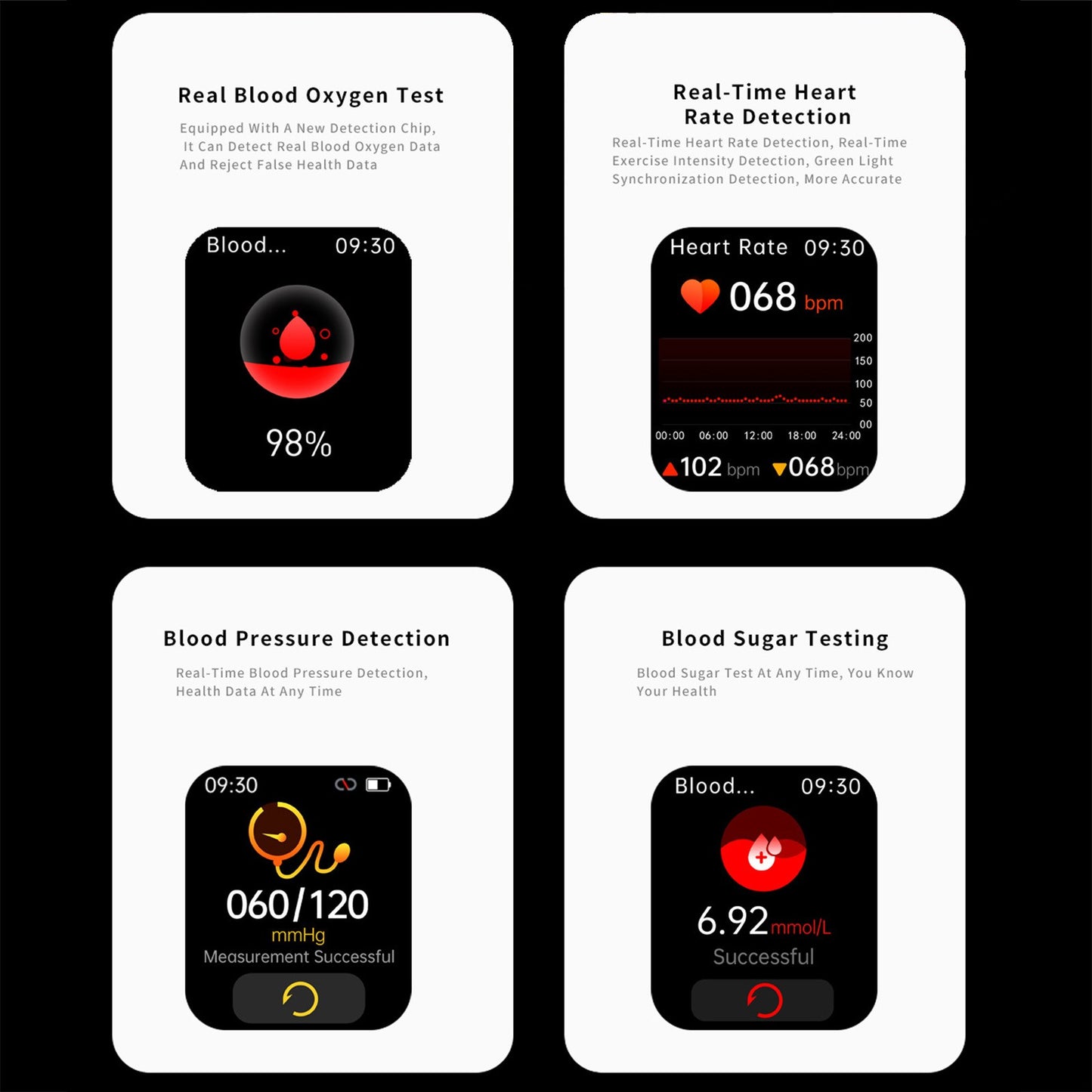 Reloj Para Medir La Glucosa De DiabéTicos ， Heart Rate Sleep Smart Watch Blood Pressure for Women