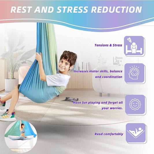 Sensory Swing - With 360° Hardware Indoor Swing For Kids Holds Up To 220lbs For Children With Autism, Adhd, Asperger, Sensory Integration