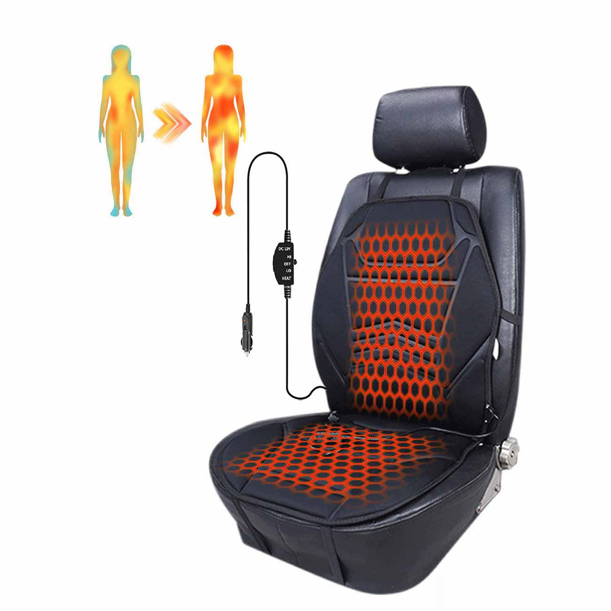 beheizbare sitzauflage auto 12v – Graphen-Heizung, 3 Temperaturstufen, automatische Abschaltung