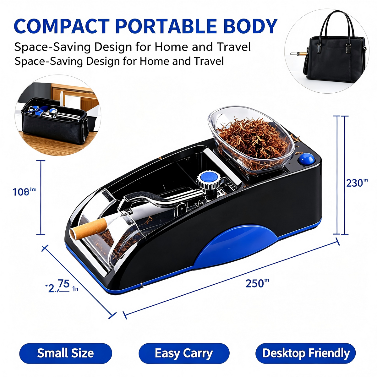 Electric Tamping Machine , 8.0mm/6.5mm Cigarette Accessories with Accessories For Men's Gift