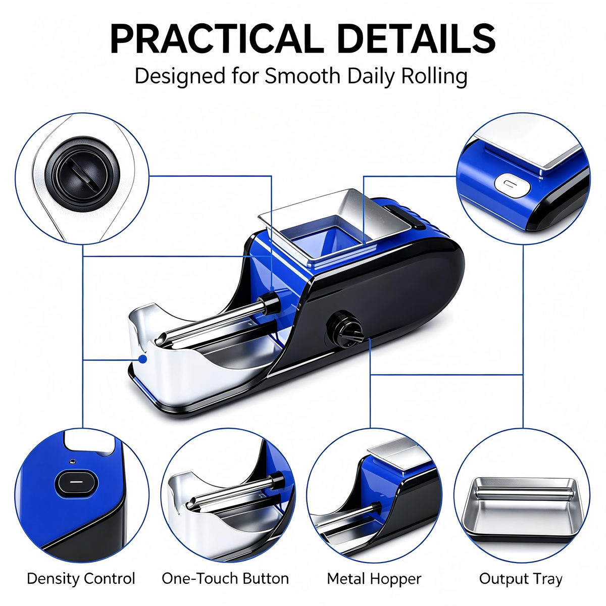 Electric Cigarette Rolling Machine , 8.0mm/6.5mm Induction Counting Tamping Machine Wedding Gifts for Men
